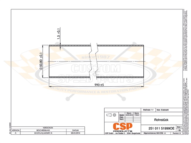 Bild 4 - Rohrstck gerade 990mm